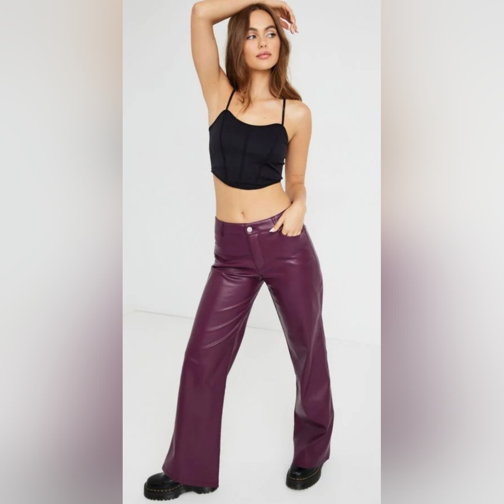 GARAGE Faux Leather Purple Pants